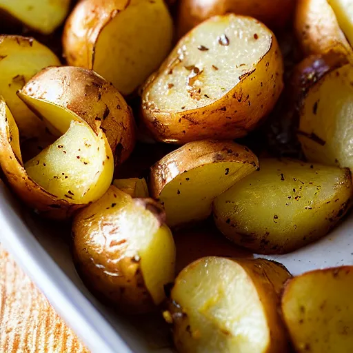 Prompt: Sliced Hackleback Potato. Cookbook photo. Close-up, detailed.