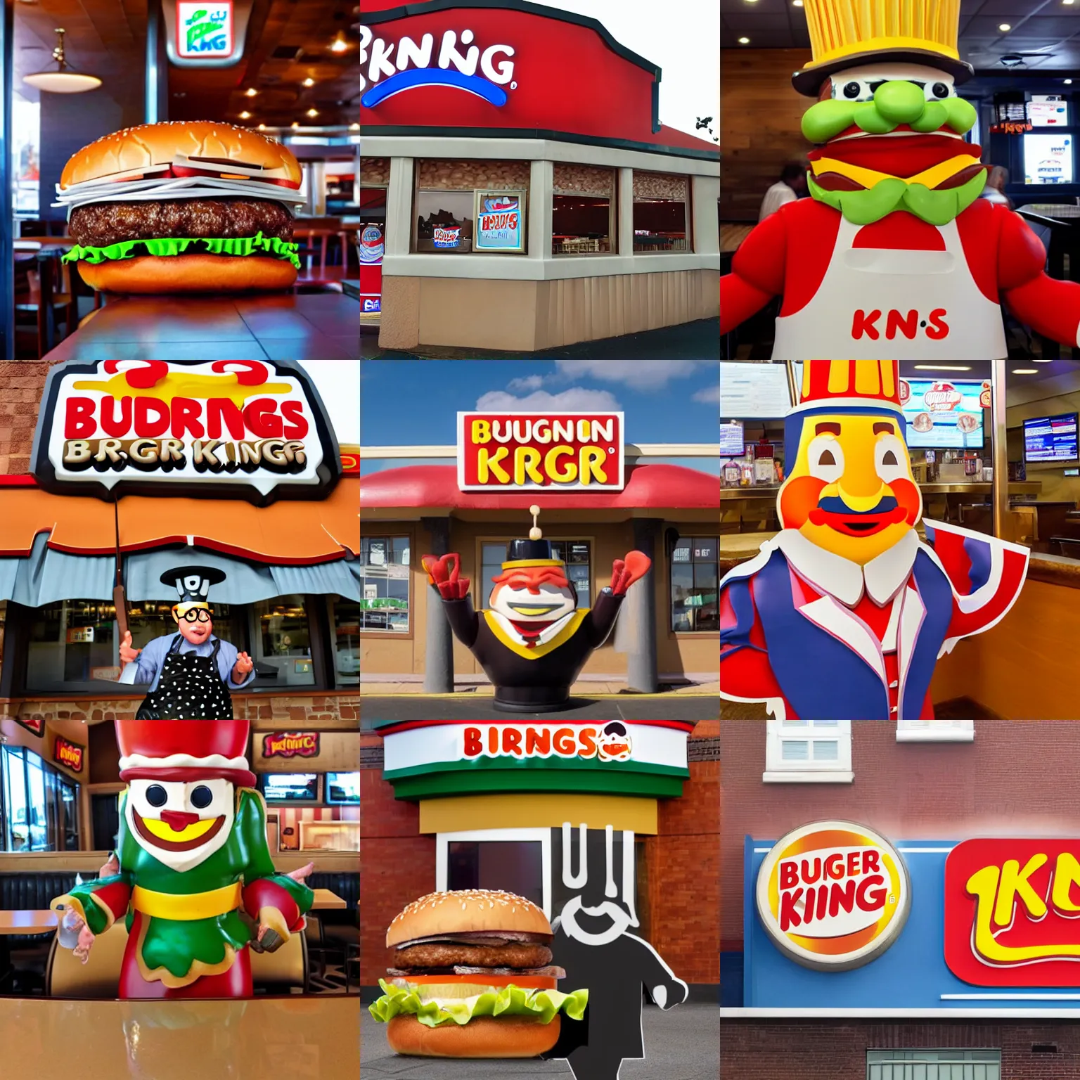 Prompt: restaurant mascot of a burger king