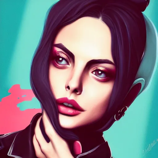 Prompt: a portrait of a beautiful willa holland as a greaser leather jacket, art by lois van baarle and loish and ross tran and rossdraws and sam yang and samdoesarts and artgerm, digital art, highly detailed, intricate, sharp focus, trending on artstation hq, deviantart, unreal engine 5, 4 k uhd image