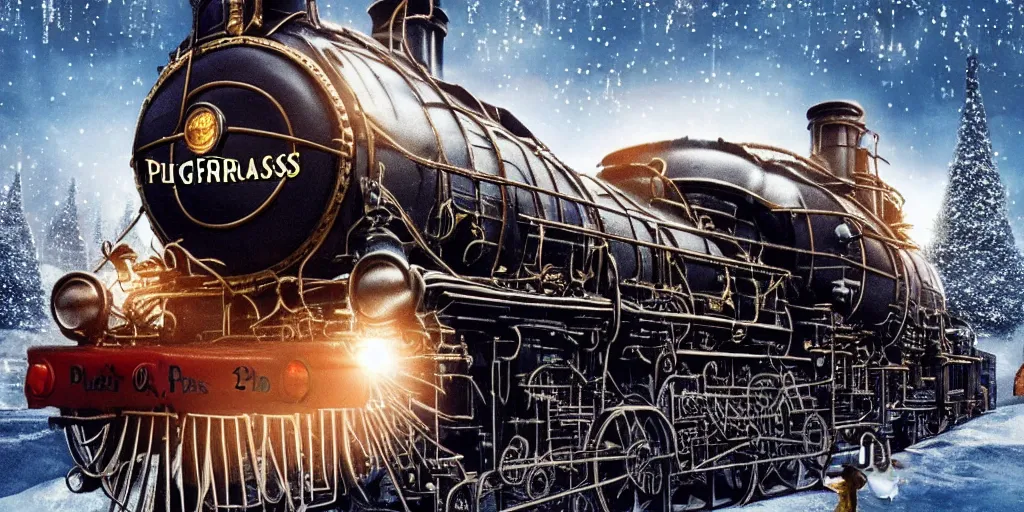 Prompt: polar express, steampunk, highly detailed, 8 k