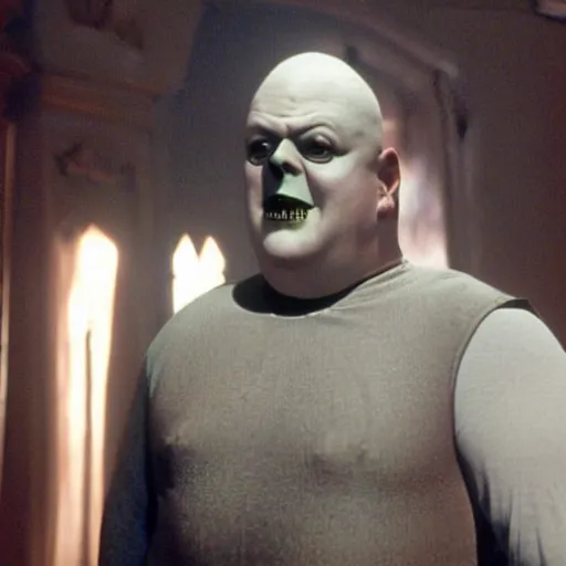 Prompt: matt damon as fester addams family movie, movie still