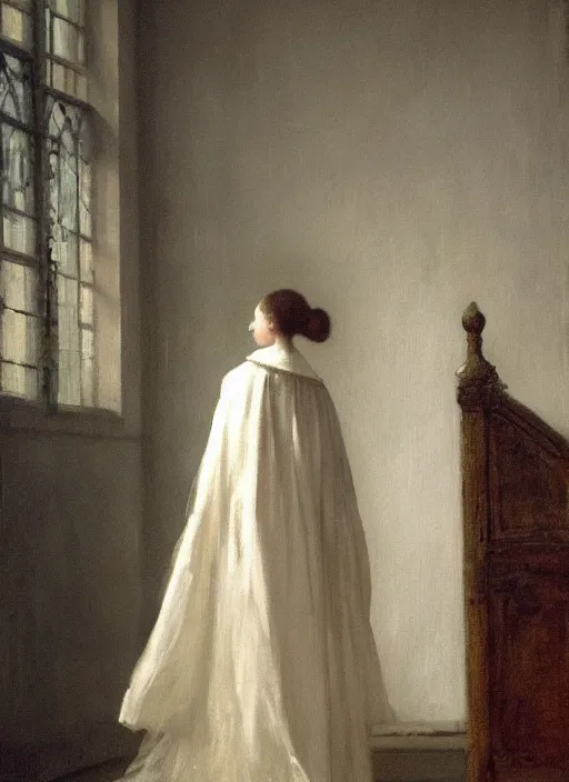 Prompt: medium shot, painting of white!! blurry!! half-transparent ghostly human figures, dark academia aesthetic, Hogwarts, magic vibes, soft lighting, by George Roux, by Vermeer, by Monet, by oil on canvas, Royal Academy, masterpiece, trending on artstation, cinematic composition, dramatic pose, beautiful lighting, sharp, details, hyper-detailed, HD