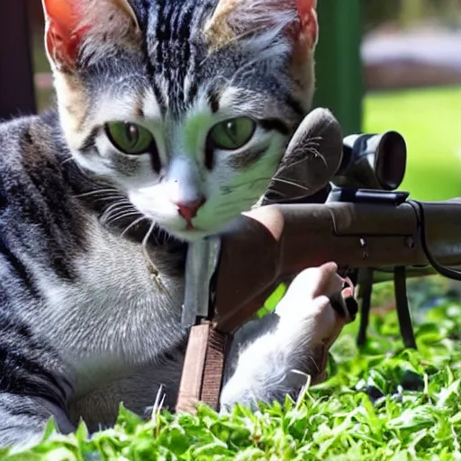 Image similar to House cat firing an MG 42