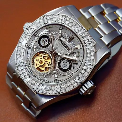 vvs diamond watch intricate design rolex cogs and Stable