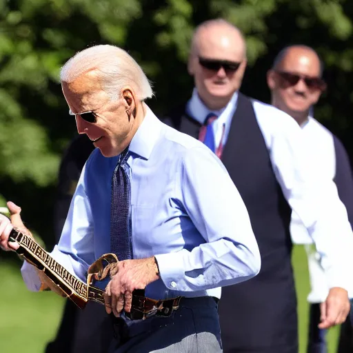 Image similar to joe biden playing the banjo