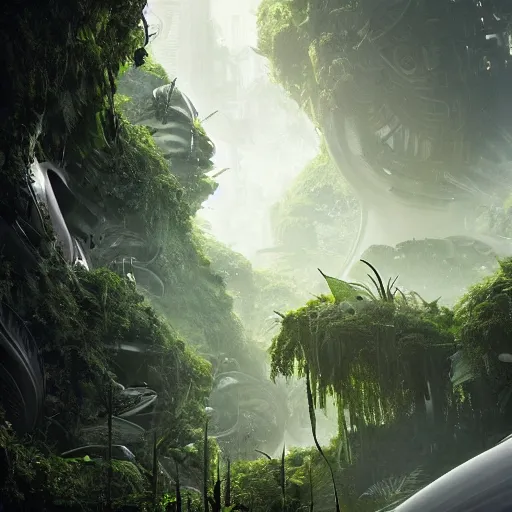 Image similar to epic, ultra detailed, hyper - real alien jungle by zaha hadid and greg rutkowski