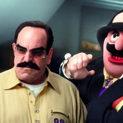 Image similar to Wario and Waluigi in The Sopranos, film still