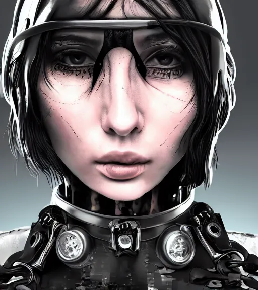 Image similar to detailed realistic female character cyberpunk wearing thick steel collar around neck, realistic, art, beautiful, 4K, collar, choker, collar around neck, punk, artstation, detailed, female, woman, choker, cyberpunk, neon, punk, collar, choker, collar around neck, thick collar, tight around neck, punk, leather collar, cyberpunk,