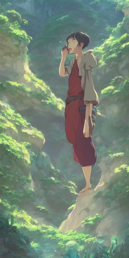 Image similar to i've been trying to call, style of studio ghibli, makoto shinkai, raphael lacoste, louis comfort tiffany, artgerm, james jean, ross tran, animation style, hd, ultra wide angle