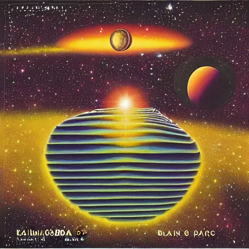 Image similar to album cover of dreamy kalimba lullabies through space by pink floyd, science fiction