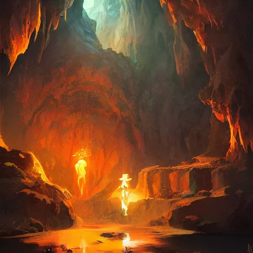 Image similar to a painting of a glowing gem filled cave 4k detailed ross tran gurney frank frazetta skeeva gal barkan matayosi high fantasy concept key art