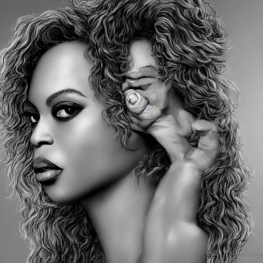 Image similar to surreal portrait of Beyoncé by Rosa Rolanda, María Izquierdo, detailed, high quality, high resolution, surreal artistic wallpaper, HD 4K