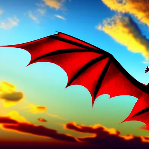 Prompt: A dragon made of rubies and gold flying in sunset clouds, photorealistic