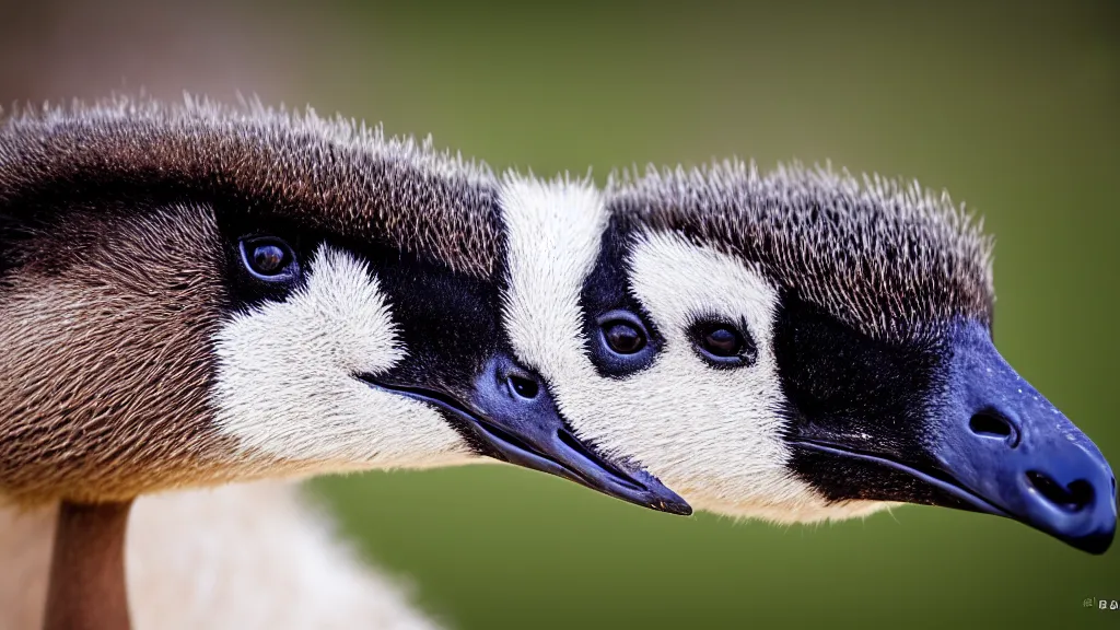 Image similar to Canadian Goose with a funny hat, Portrait Photo, Photorealistic, 100mm lens, Nat Geo Award Winner, 8k, UHD, (((((bokeh)))))