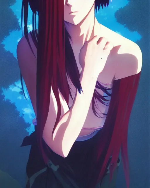 Image similar to An anime goddess of shadows || VERY VERY ANIME!!!, fine-face, Audrey Plaza, realistic shaded perfect face, fine details. Anime. realistic shaded lighting poster by Ilya Kuvshinov katsuhiro otomo ghost-in-the-shell, magali villeneuve, artgerm, Jeremy Lipkin and Michael Garmash and Rob Rey