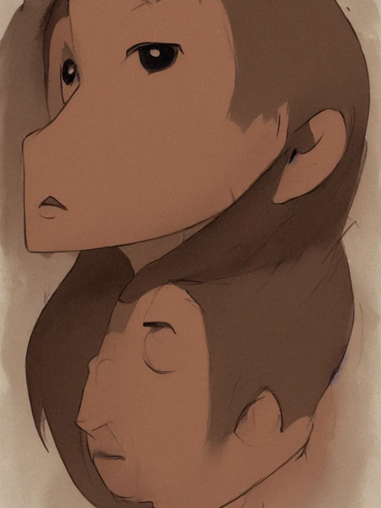 Prompt: face profile by disney concept artists, blunt borders, rule of thirds