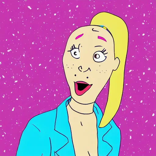 Image similar to bojack horseman style portrait of phoebe buffay