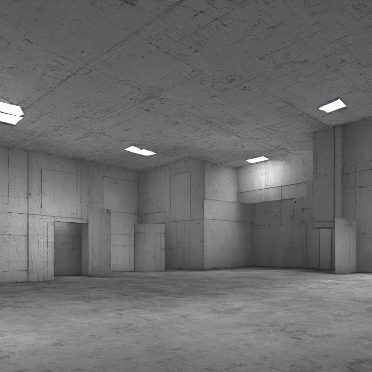 Prompt: a brutalist warehouse, liminal space, volumetric lighting, two tiny magnets disc shaped. negative, positive. promethean flame. the crowcore aesthetic, desaturated. style of harmony korine. octane render.