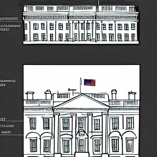 Prompt: architecture diagram of white house