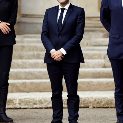 Image similar to emmanuel macron in matrix movie, full body shot, highly - detailed, sharp focus, award - winning