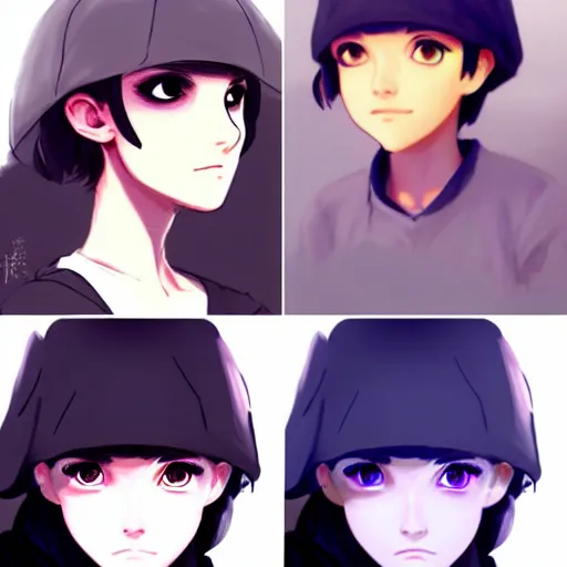 Image similar to beautiful boyish natalie portman 3 / 4 nose sketches overlay gapmoe yandere grimdark, trending on pixiv fanbox, painted by greg rutkowski makoto shinkai takashi takeuchi studio ghibli, akihiko yoshida