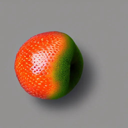 Image similar to centered hyper-realistic single piece of fruit, gray background