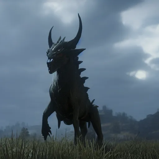 Image similar to Film still of the Ender Dragon, from Red Dead Redemption 2 (2018 video game)