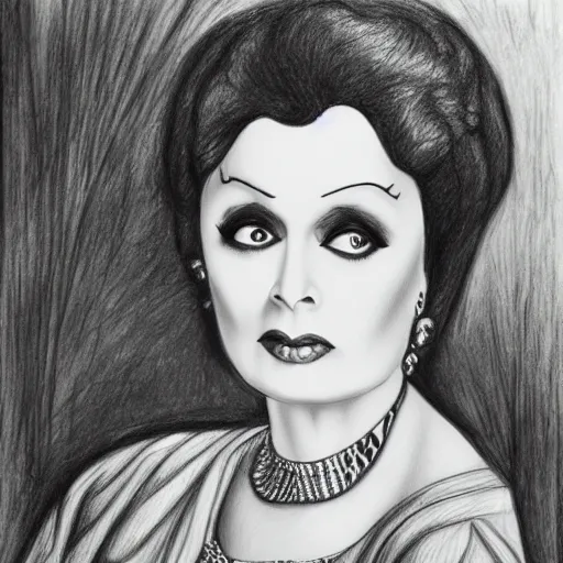 Image similar to Norma Desmond, pencil drawing.