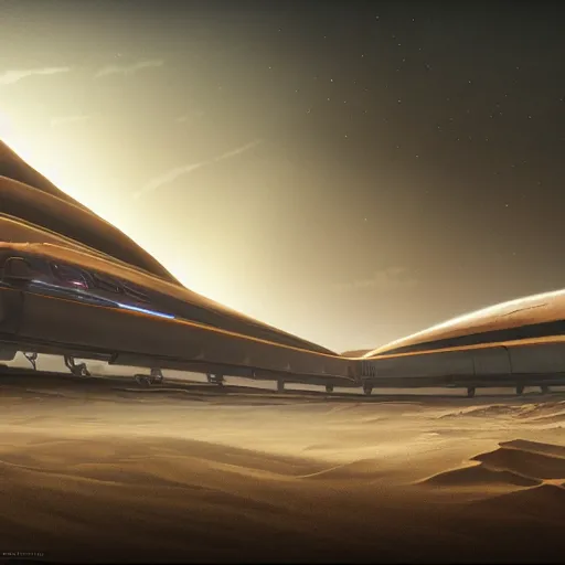 Prompt: Dune 2022 one thousand aligned cryogenic pods, spaceship hangar, symmetrical, sci-fi, cryogenic pods, many cryogenic pods, interior, fantasy, 4k, wide shot, matte painting, oil painting, concept art, art station, style of Eliran Kantor