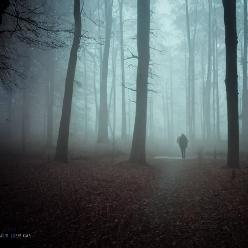Prompt: found footage of a mysterious creature in the woods, atmospheric fog
