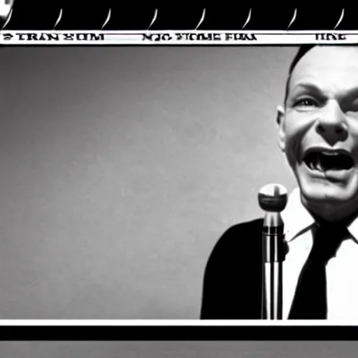 Prompt: Frank Sinatra singing with a 50s microphone in front of him, in the style of Team Fortress 2