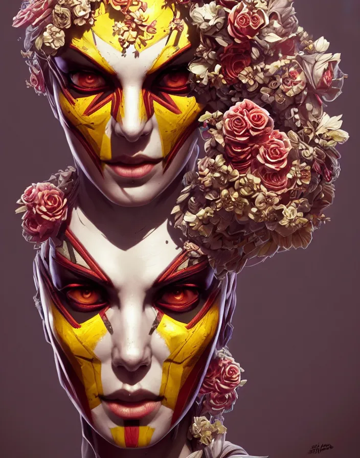 Image similar to symmetry!! portrait of floral! borderlands 3 psycho, intricate, elegant, highly detailed, digital painting, artstation, concept art, smooth, sharp focus, illustration, art by artgerm and greg rutkowski, 8 k