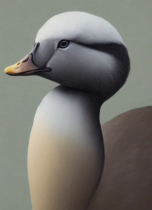 Image similar to gorgeous goose portrait, digital art, trending on artstation