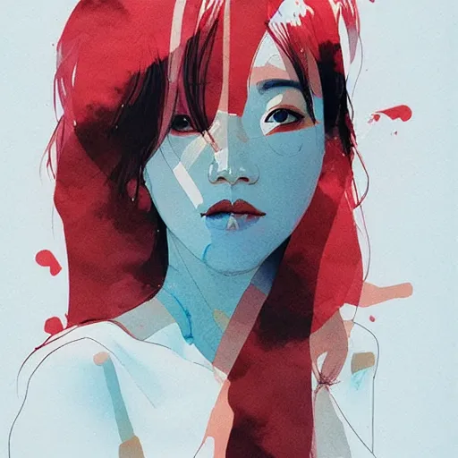 Prompt: Lee Jin-Eun by Conrad Roset and Nicola Samuri, rule of thirds, seductive look, beautiful