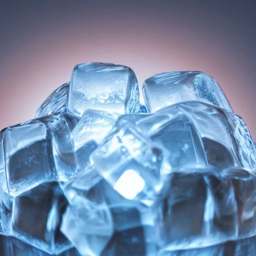 Prompt: Macro Shot of Clear Ice with light reflecting and bouncing inside, hyperrealistic rendering, subsurface scattering, raytracing, pathtracing, illumination, magical lighting