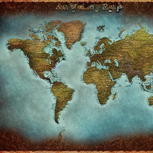 Image similar to a fantasy world map, digital art