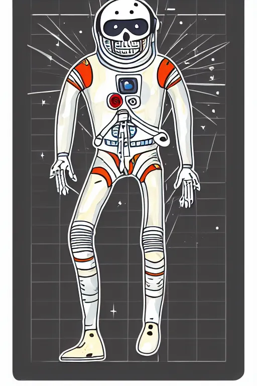 Image similar to A portrait of a skeleton as an astronaut, sticker, colorful, illustration, highly detailed, smooth and clean vector curves, no jagged lines, vector art, smooth