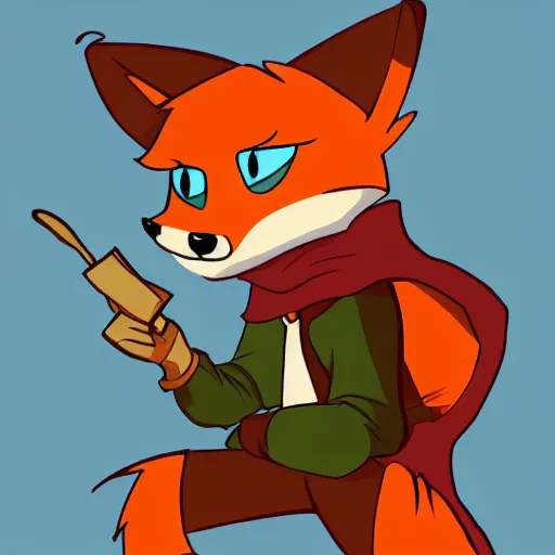 Image similar to Robin Hood anthropomorphic fox, wearing a hoodie, 90s cartoon vhs, trending on FurAffinity