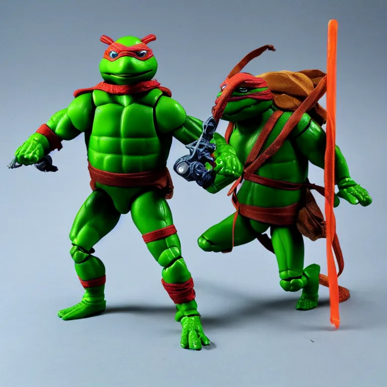 Image similar to leonardo tmnt action figure, 1 9 8 0 s, product shot, plastic toy, new in the package, unopened, mint codition