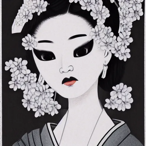 Prompt: beautiful geisha portrait