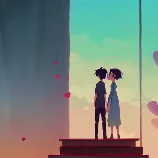 Image similar to an untold love story, during the lockdown period, the two couples gonna miss each other, cory loftis, james gilleard, atey ghailan, makoto shinkai, goro fujita, studio ghibli, rim light, exquisite lighting, clear focus, very coherent, plain background