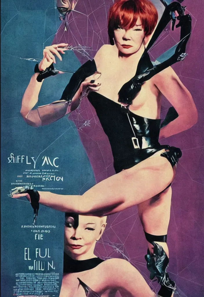 Image similar to “ film poster of shirley maclaine as æon flux from the 1 9 6 0 s ”