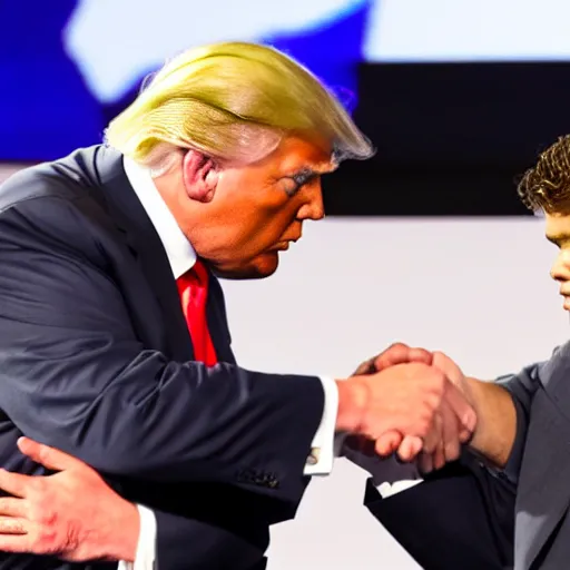 Image similar to donald trump and magnus carlsen shaking hands