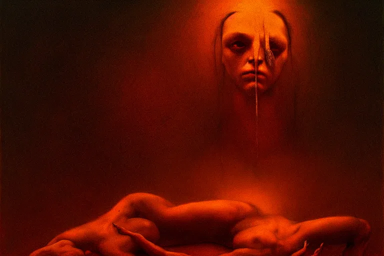 Prompt: allegory of metamorphosis, in the style of beksinski, intricate and epic composition, brown by caravaggio, insanely quality, highly detailed, masterpiece, orange light, artstation, 4 k