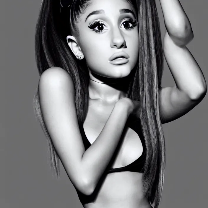 Image similar to fully body pose, photo of a very beautiful!! pop star, ariana grande, lollipop, pacifier, 8 k, hdr, smooth, sharp focus, high resolution, award - winning photo, trending on artstation, dslr, 5 0 mm
