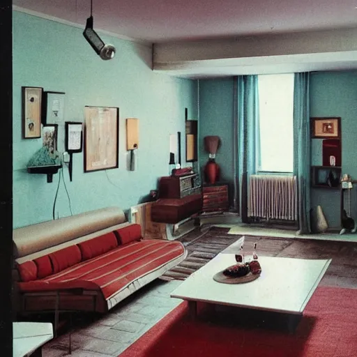 Image similar to late 70s eastern european apartment, design magazine photo