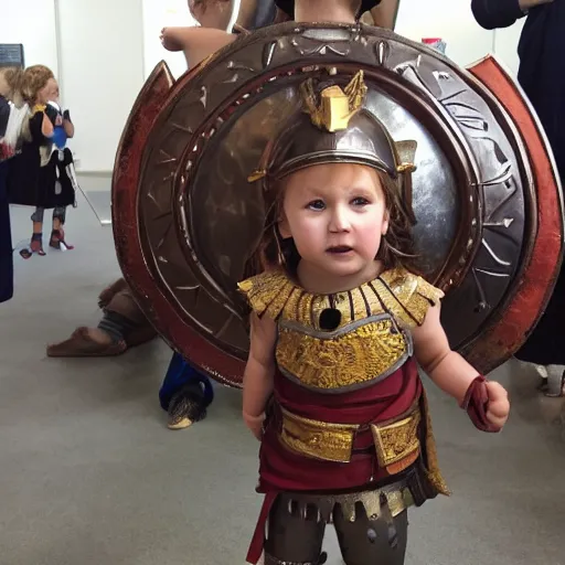 Prompt: small girl as a Roman legionnaire