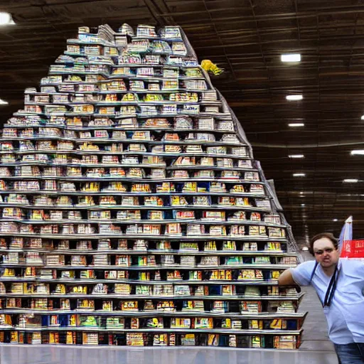 Prompt: photo 9 3 s sergey mavrodi built pyramid of mmms