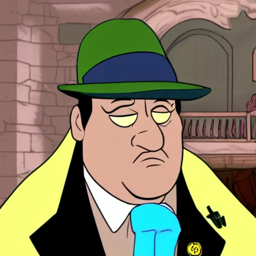 Prompt: screenshot of tony soprano in hanna barbera scooby doo mafia doo