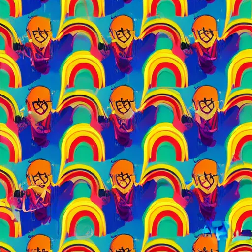 Image similar to rainbow excited smiling harry potter. pop art